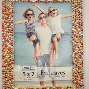 5x7  Iridescent Bling Photo Frame w/ Rhinestones For 5x7 Picture - Bling Frame